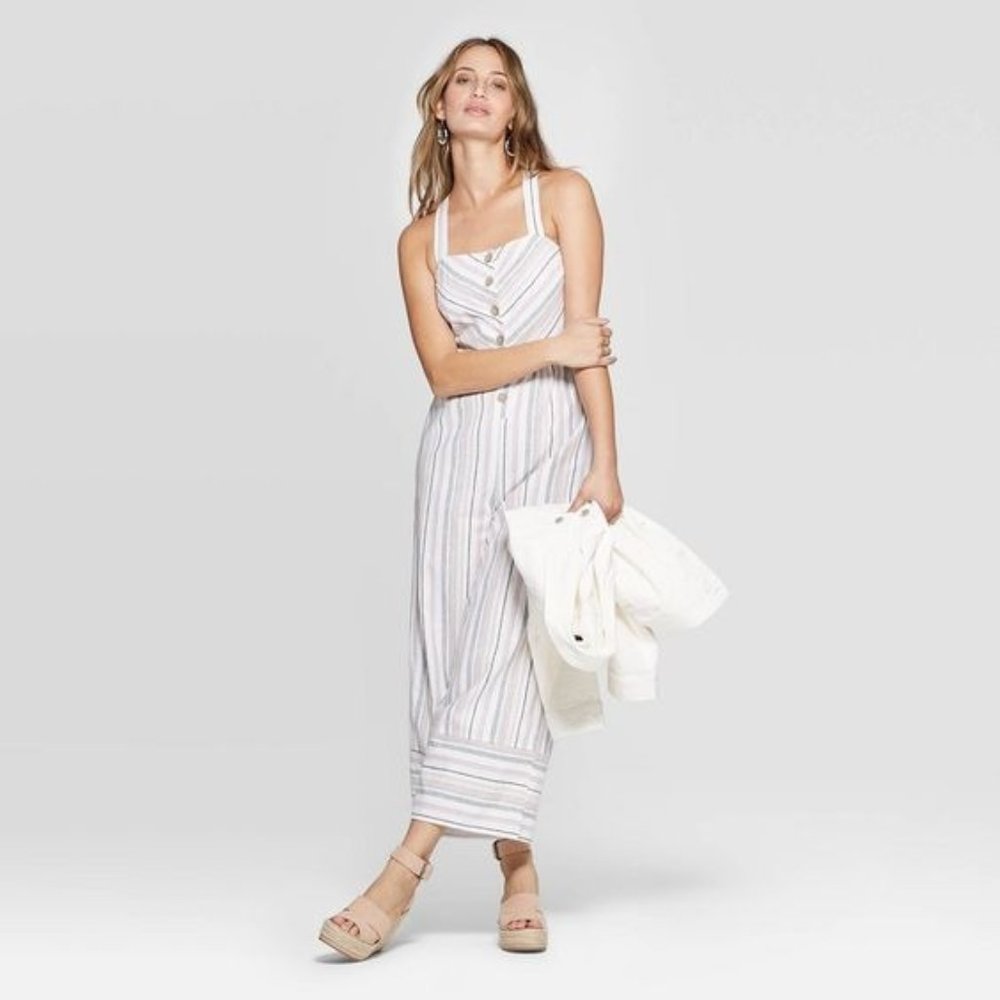 NWT! Wide-Leg Strappy Romper Size XL Ivory…